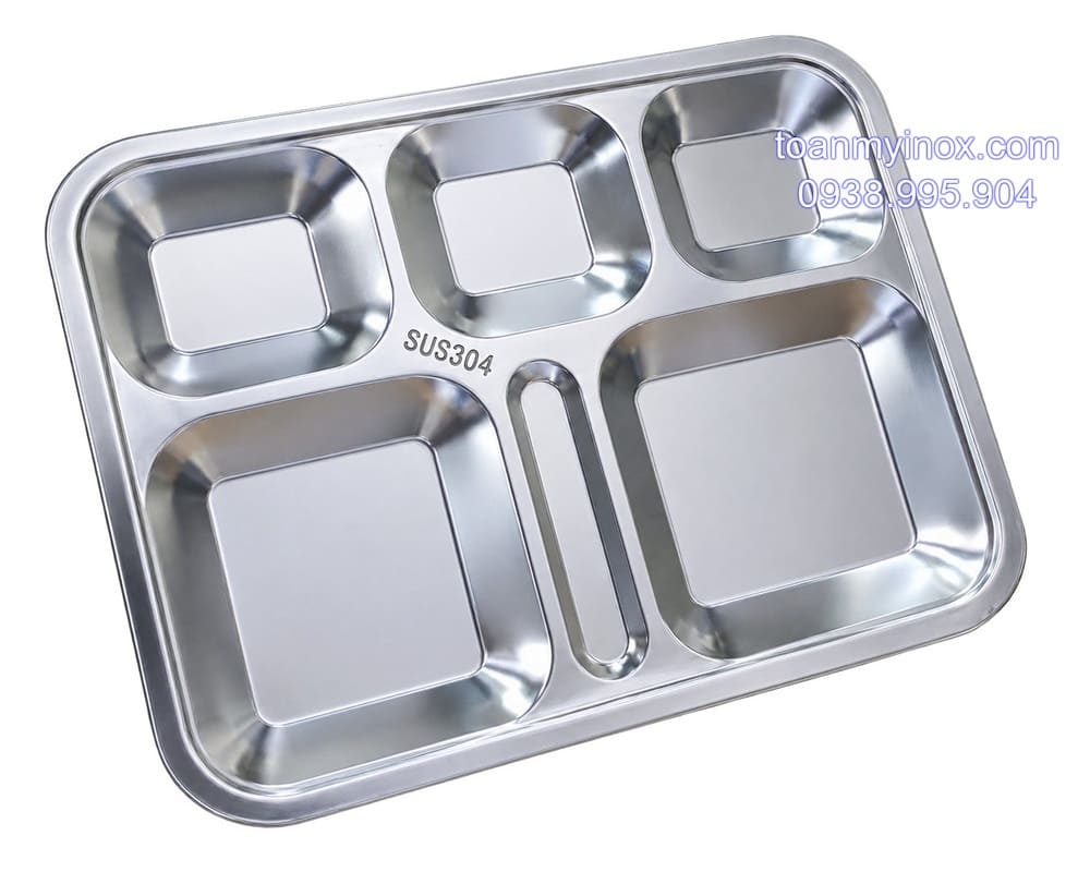 Khay cơm inox 6 ngăn 304 (1)