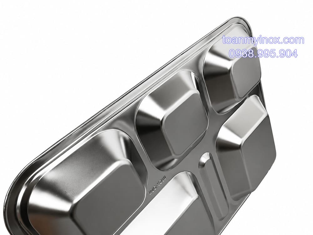 Khay cơm inox 6 ngăn 304 (2)
