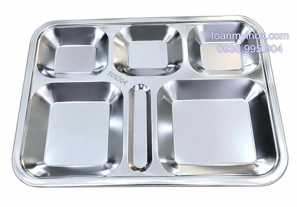 Khay cơm inox 6 ngăn 304 (3)