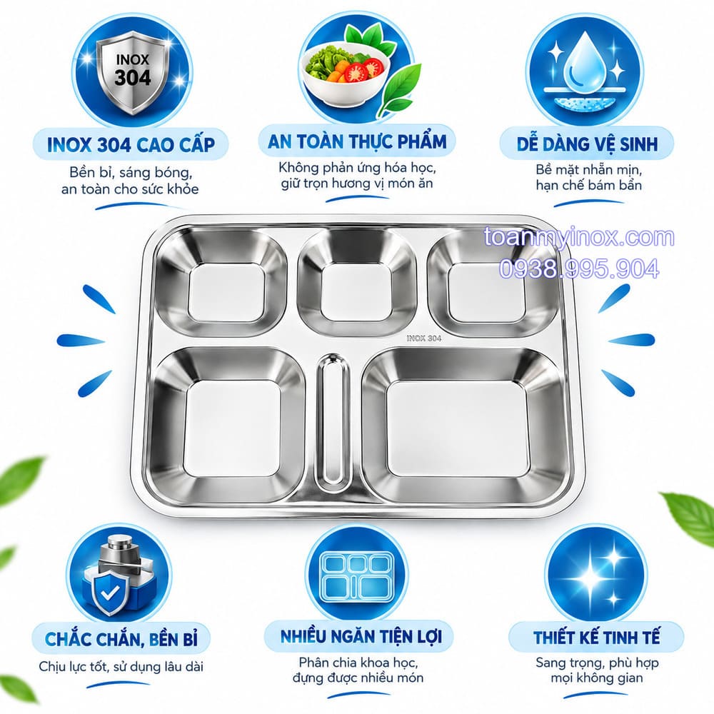 Khay cơm inox 6 ngăn 304 (4)