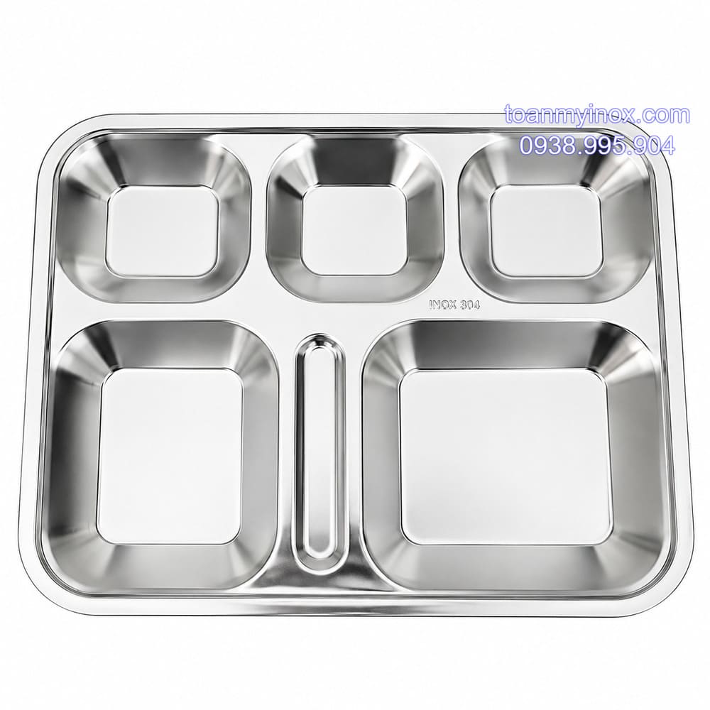 Khay cơm inox 6 ngăn 304