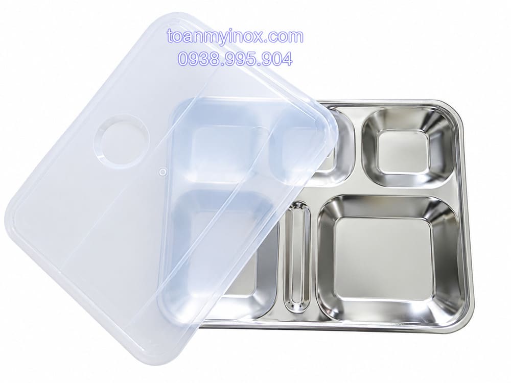 Khay cơm inox 6 ngăn có nắp đậy (2)